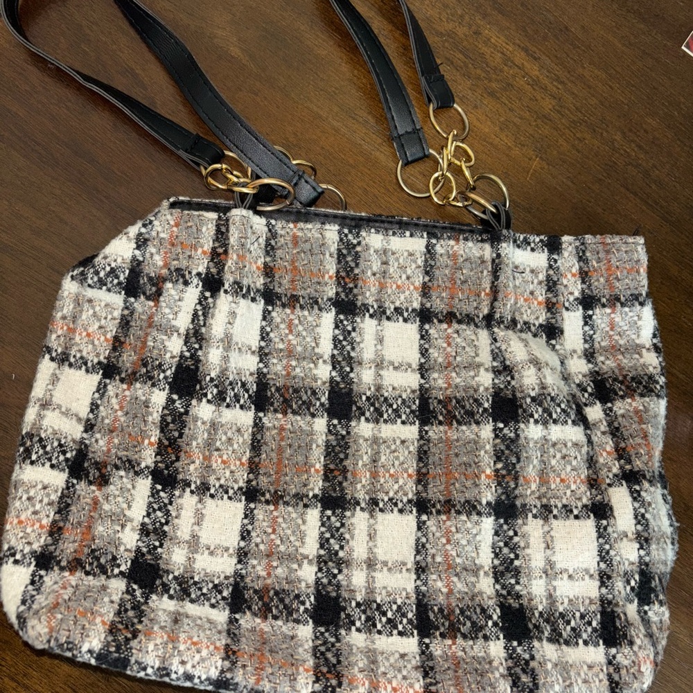 Source Unknown Plaid Shoulder Bag with Black Straps